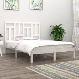 Estructura de cama sin colchón madera de pino blanca 140x190 cm