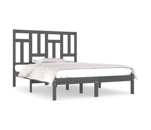 vidaXL Estructura de cama madera maciza de pino gris 140x190 cm