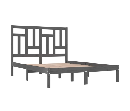 vidaXL Estructura de cama madera maciza de pino gris 140x190 cm