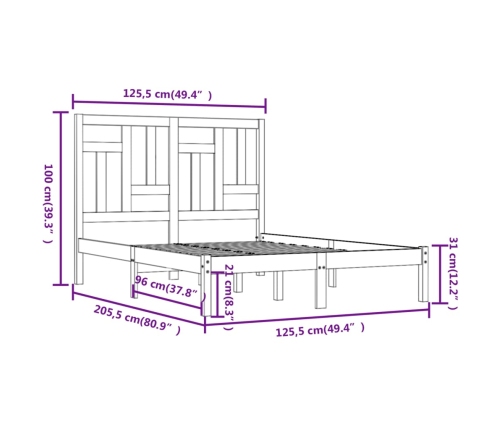 Estructura cama sin colchón madera pino marrón miel 120x200 cm