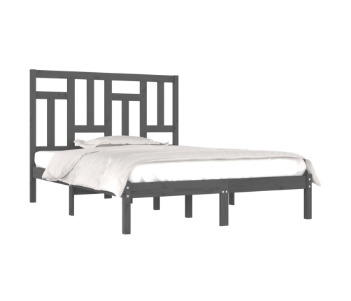 vidaXL Estructura de cama madera maciza de pino gris 150x200 cm