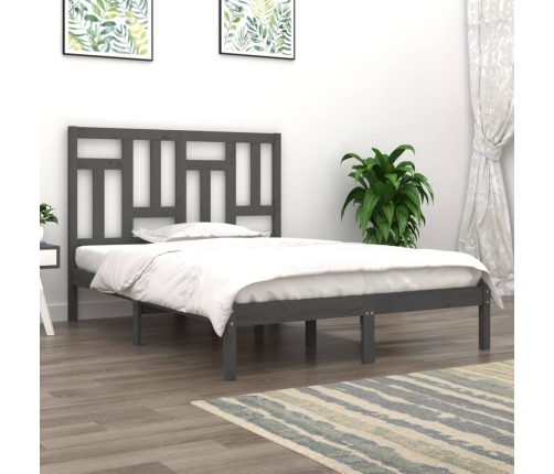 vidaXL Estructura de cama madera maciza de pino gris 150x200 cm