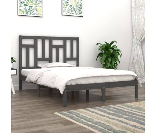 Estructura de cama de madera maciza de pino gris 200x200 cm