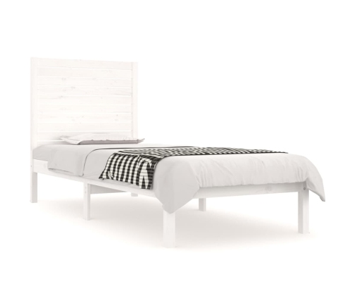 Estructura de cama madera maciza individual blanco 75x190 cm