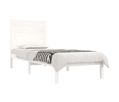 Estructura de cama madera maciza individual blanco 75x190 cm