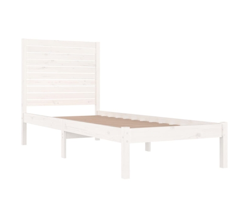 Estructura de cama madera maciza individual blanco 75x190 cm