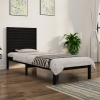 Estructura de cama madera maciza individual negra 75x190 cm