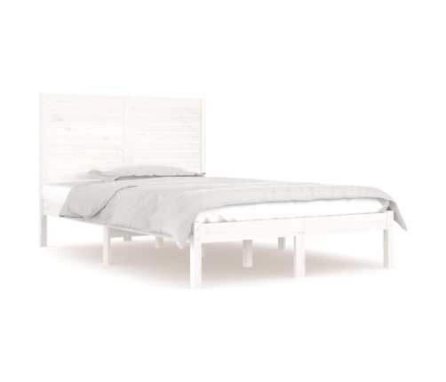 Estructura de cama doble pequeña madera maciza blanca 120x190cm