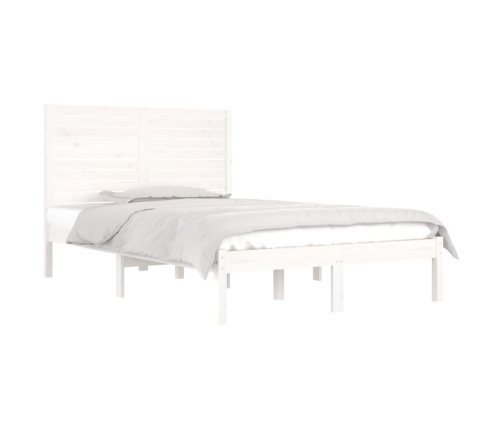 Estructura de cama doble pequeña madera maciza blanca 120x190cm