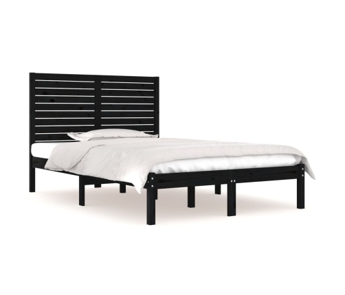 Estructura de cama madera maciza negra 120x190 cm