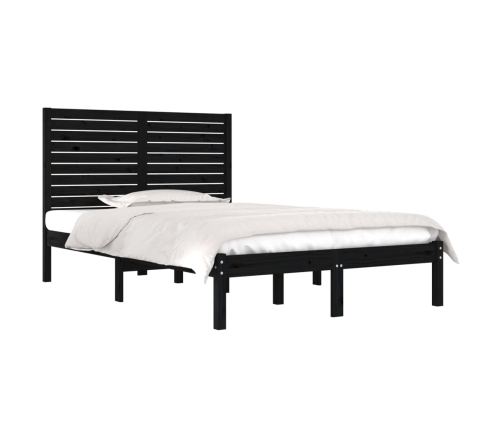 Estructura de cama madera maciza negra 120x190 cm