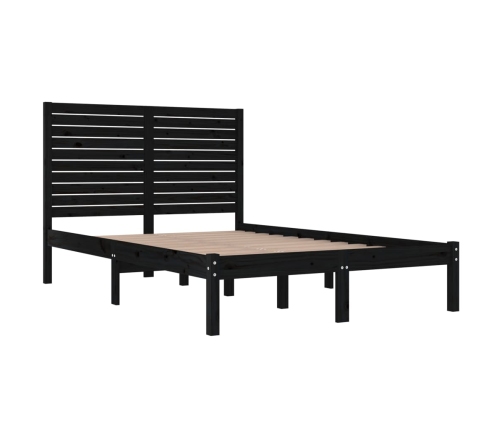 Estructura de cama madera maciza negra 120x190 cm