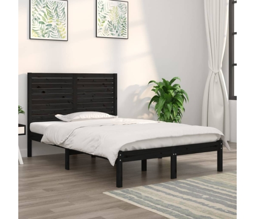 Estructura de cama madera maciza negra 120x190 cm