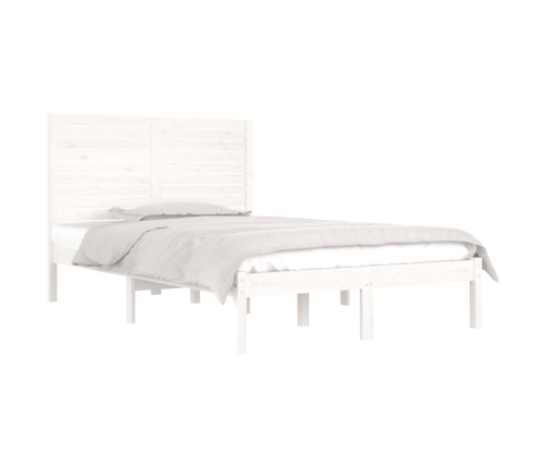 Estructura de cama de madera maciza blanca 135x190 cm