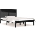 Estructura de cama doble madera maciza negra 135x190 cm