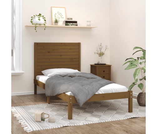 Estructura de cama madera maciza marrón miel 100x200 cm