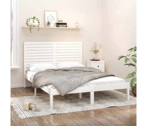 Estructura de cama madera maciza blanca 120x200 cm