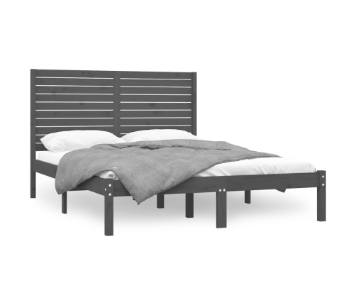 Estructura de cama de madera maciza gris 120x200 cm