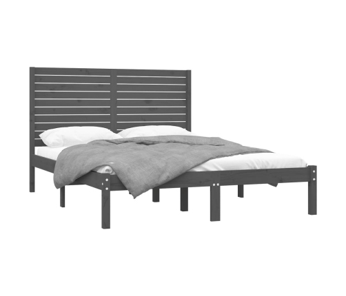 Estructura de cama de madera maciza gris 120x200 cm