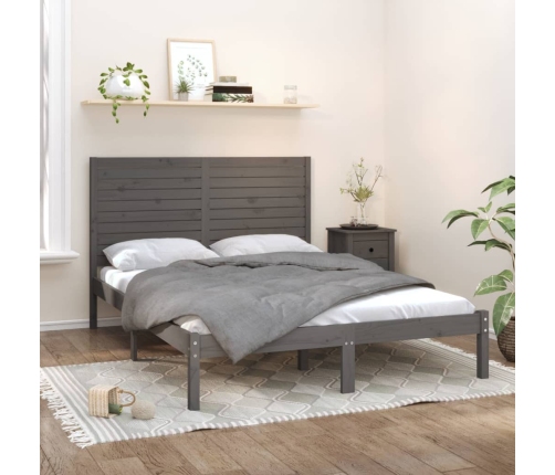 Estructura de cama de madera maciza gris 120x200 cm