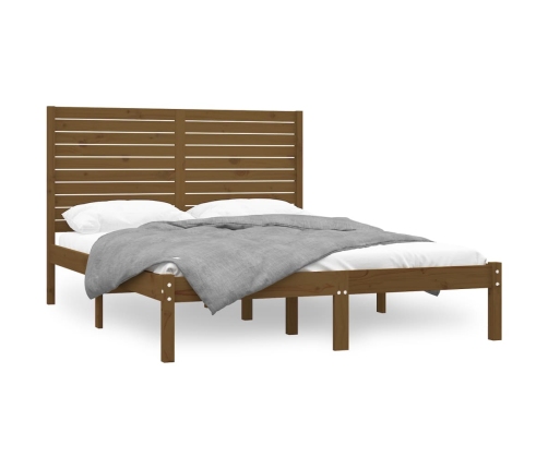 Estructura de cama madera maciza de pino marrón miel 120x200 cm