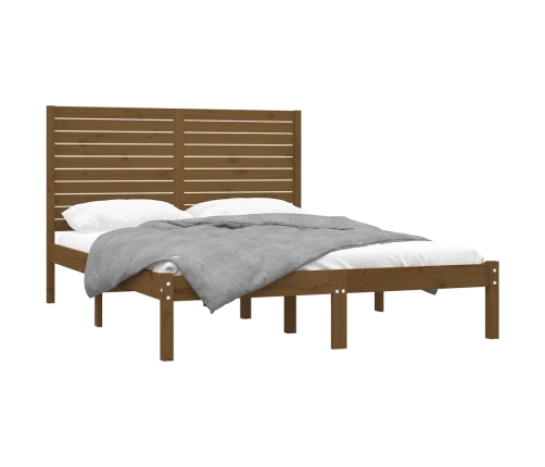 Estructura de cama madera maciza de pino marrón miel 120x200 cm