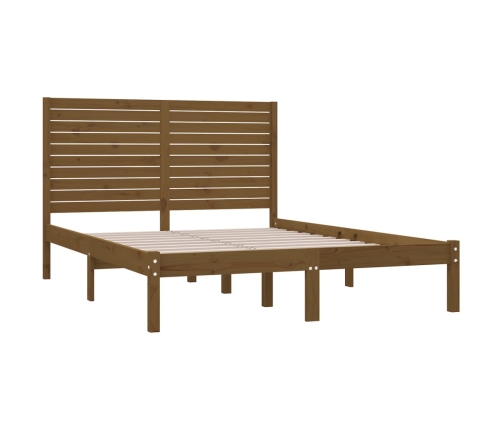 Estructura de cama madera maciza de pino marrón miel 120x200 cm