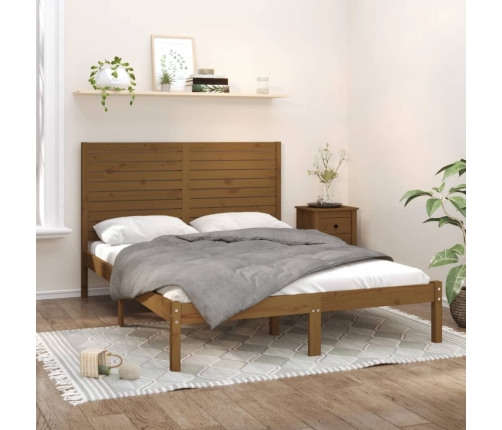 Estructura de cama madera maciza de pino marrón miel 120x200 cm