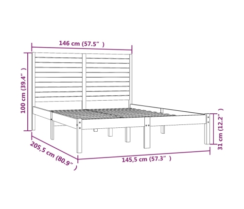 Estructura de cama de madera maciza 140x200 cm