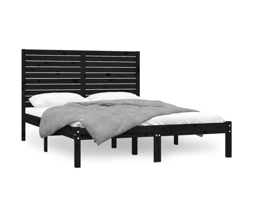 Estructura de cama de madera maciza negra 140x200 cm