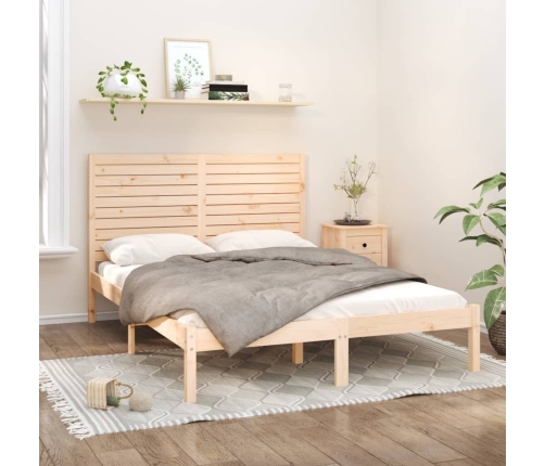 Estructura de cama madera maciza 150x200 cm