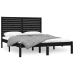 Estructura de cama madera maciza negra King Size 150x200 cm