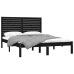 Estructura de cama madera maciza negra King Size 150x200 cm