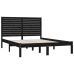 Estructura de cama madera maciza negra King Size 150x200 cm