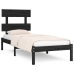 Estructura de cama madera maciza individual negra 75x190 cm