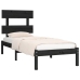 Estructura de cama madera maciza individual negra 75x190 cm