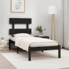 Estructura de cama madera maciza individual negra 75x190 cm