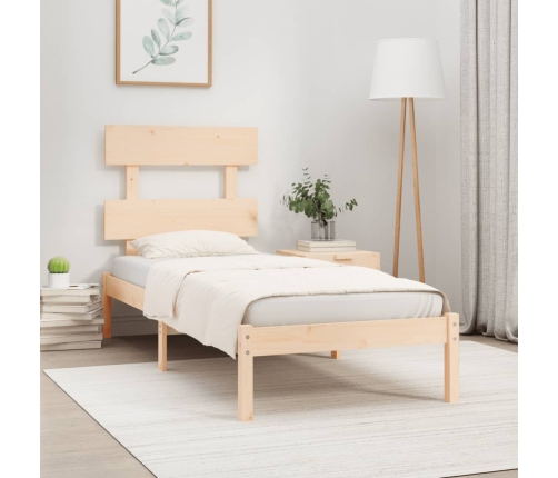 Estructura de cama madera maciza 90x190 cm