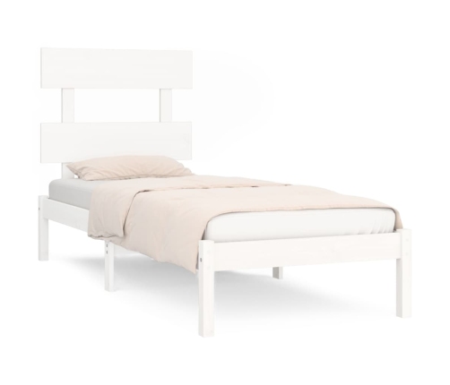 Estructura de cama individual madera maciza blanco 90x190 cm