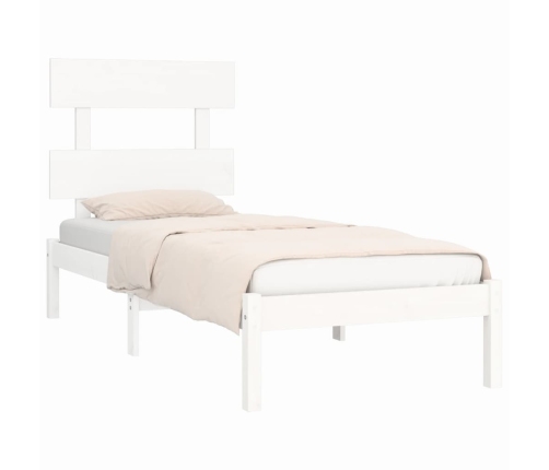 Estructura de cama individual madera maciza blanco 90x190 cm