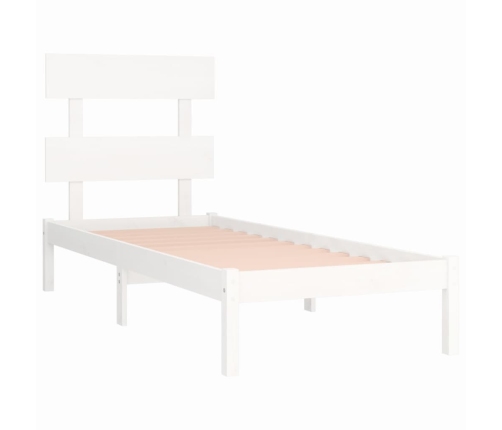 Estructura de cama individual madera maciza blanco 90x190 cm