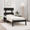 Estructura de cama individual madera maciza negra 90x190 cm