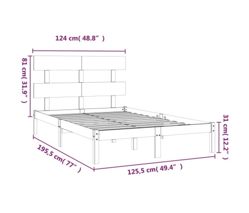 Estructura de cama madera maciza 120x190 cm