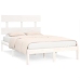 Estructura de cama doble pequeña madera maciza blanca 120x190cm