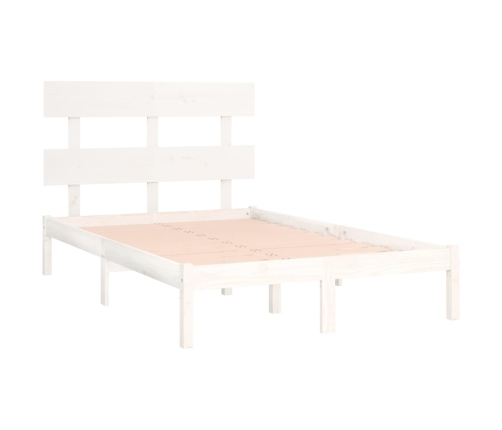 Estructura de cama doble pequeña madera maciza blanca 120x190cm