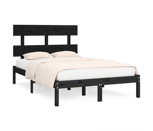 Estructura de cama de madera maciza negra 140x190 cm