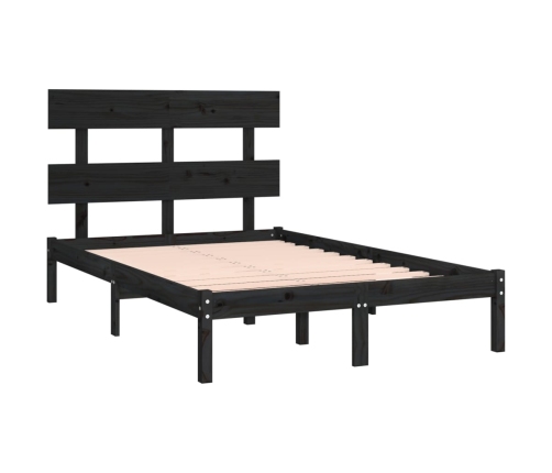 Estructura de cama de madera maciza negra 140x190 cm