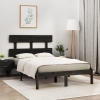 Estructura de cama de madera maciza negra 140x190 cm