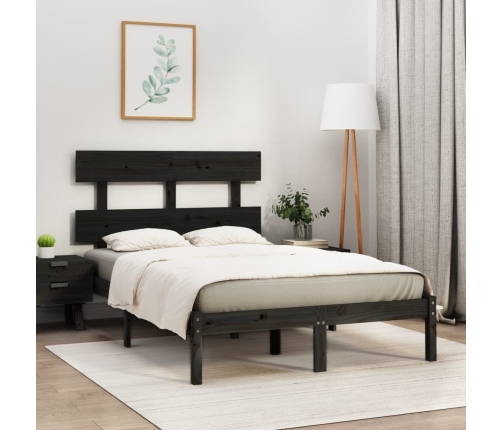 Estructura de cama de madera maciza negra 140x190 cm