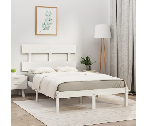 Estructura de cama madera maciza blanca 120x200 cm